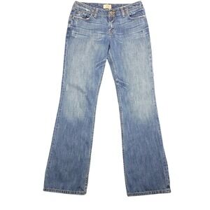 BKE Wendi Jeans Womens 30x33.5 Medium Wash Bootcut Distressed Embroidered Denim